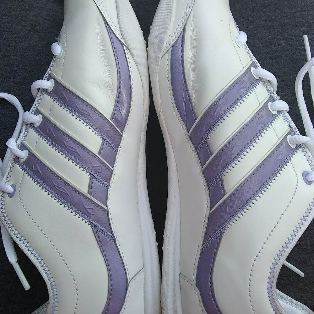Adidas Fit Foam Sneakers White Lavender Stripe 9.5